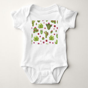 Body Para Bebê Padrão de Cacto Verde Pintado à Mão