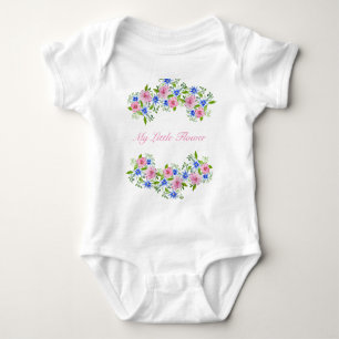 Body Para Bebê Padrão de decoração floral elegante de aquarelas