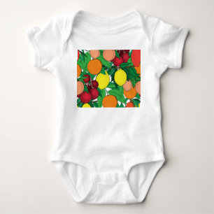 Body Para Bebê Padrão de desenho desenhado na mão da fruta
