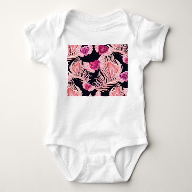 Body Para Bebê Padrão de Dia de os namorados de Aquarela Suave e  (Frente)