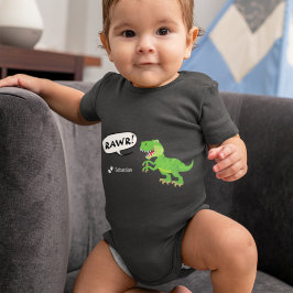 Body Para Bebê Padrão de Dinossauro Colorido com Nome T-Rex