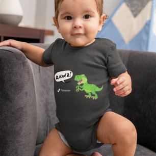 Body Para Bebê Padrão de Dinossauro Colorido com Nome T-Rex