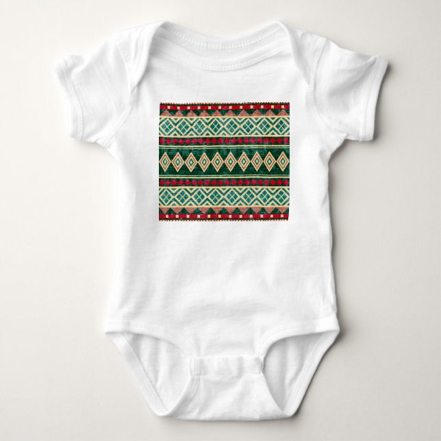 Body Para Bebê Padrão de Estilo Geométrico Africano abstrato (Frente)