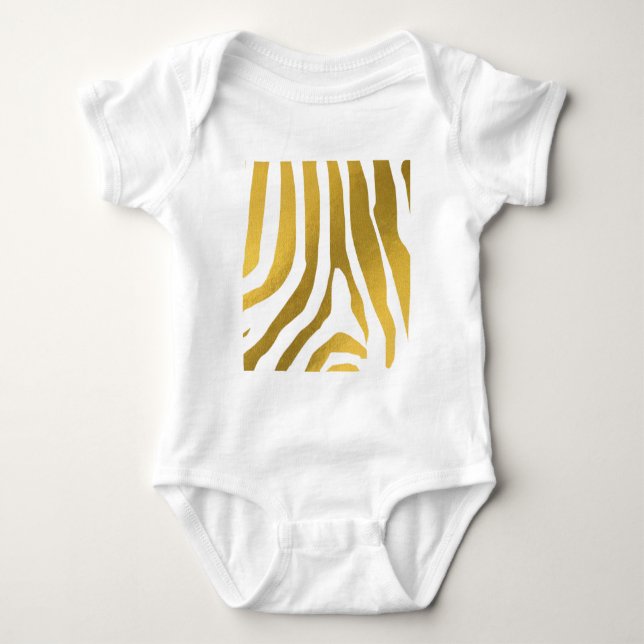 Body Para Bebê Padrão de faixas de impressão de zebra Dourada Fau (Frente)