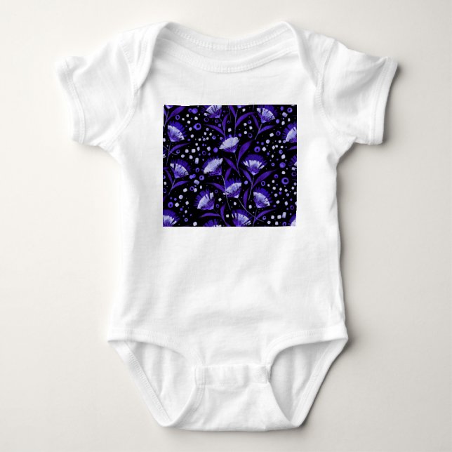 Body Para Bebê Padrão de Flores de Cárnação de abstrato Watercolo (Frente)