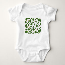 Body Para Bebê Padrão de Folhas de Espinafre Verde