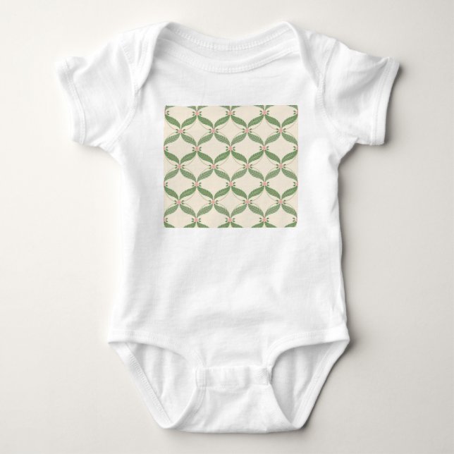 Body Para Bebê Padrão de Grade de Folhas Simples (Frente)