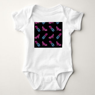 Body Para Bebê Padrão de Moda com Ícones Neon.