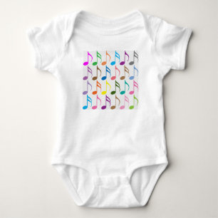 Body Para Bebê Padrão de notas musicais coloridas