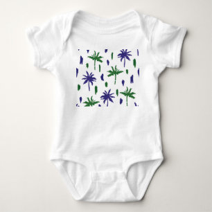 Body Para Bebê Padrão de Palma Verde marinho Azul