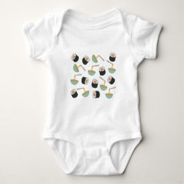 Body Para Bebê Padrão de Sushi e Noodles
