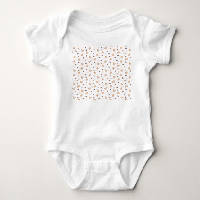 Body Para Bebê Padrão de ursinho com Corações (Frente)