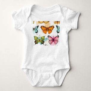 Body Para Bebê Padrão Delicado Sem Costura da Borboleta de Aquare