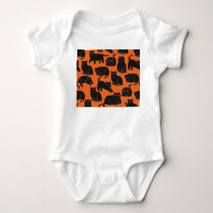 Body Para Bebê Padrão Desenhado Da Mão De Gatos De Cartoon