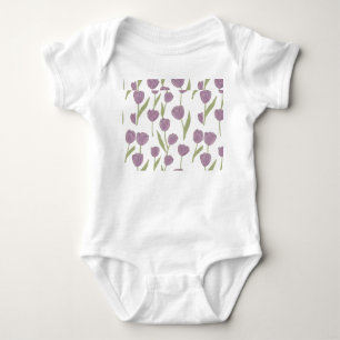 Body Para Bebê Padrão Floral de Tulipa Roxa