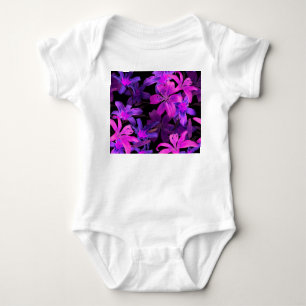 Body Para Bebê Padrão floral luminoso, luzes da selva neon.