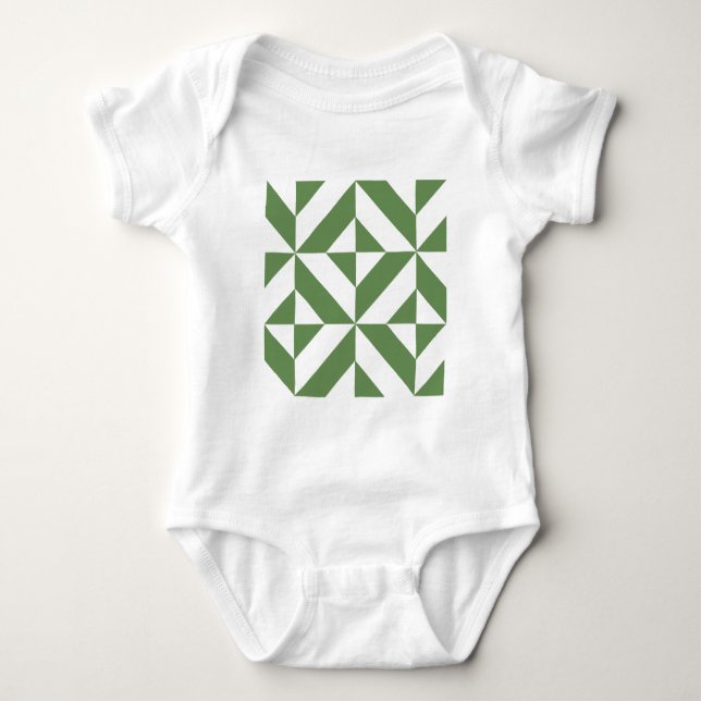 Body Para Bebê Padrão Geométrico de Deco de Grama Escuro (Frente)