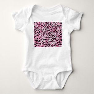 Body Para Bebê Padrão-Leopardo Branco Cor-de-rosa.