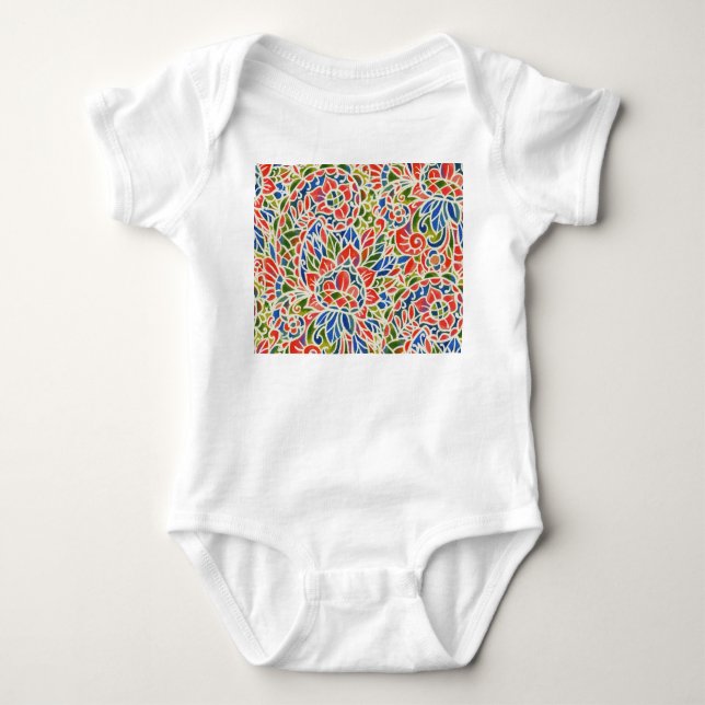 Body Para Bebê Padrão Multicolor Paisley Impressão Batik (Frente)