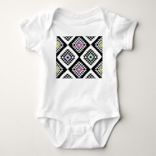 Body Para Bebê Padrão Navajo Tribal Branco Negro