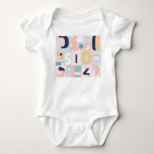 Body Para Bebê Padrão Numérico Abstrato Moderno Neutro em Gênero 