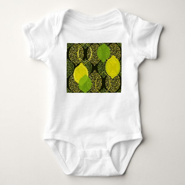 Body Para Bebê Padrão uniforme de limão e limão. (Frente)