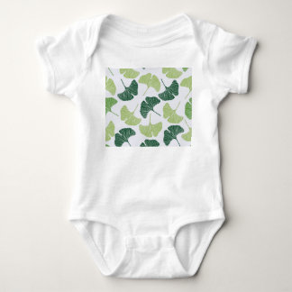 Body Para Bebê Padrão Verde Ginkgo Biloba Sem Costura