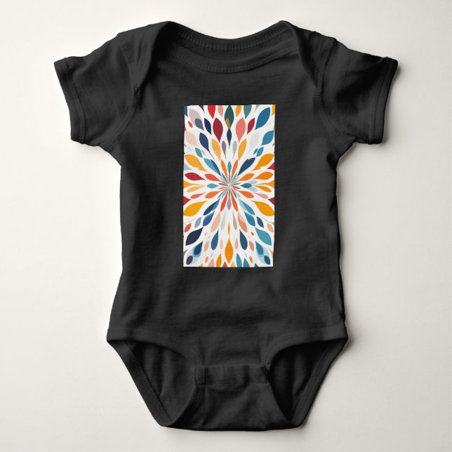 Body Para Bebê Padrão Vibrante de Explosão Floral Abstrata (Frente)