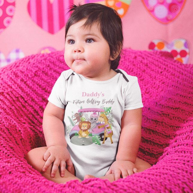 Body Para Bebê Pai Futuro Golfe Bebê Selva Rosa (Criador carregado)
