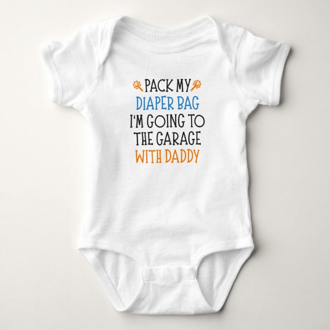 Body Para Bebê Pai Mecânico Engraçado Frase de Bebê (Frente)