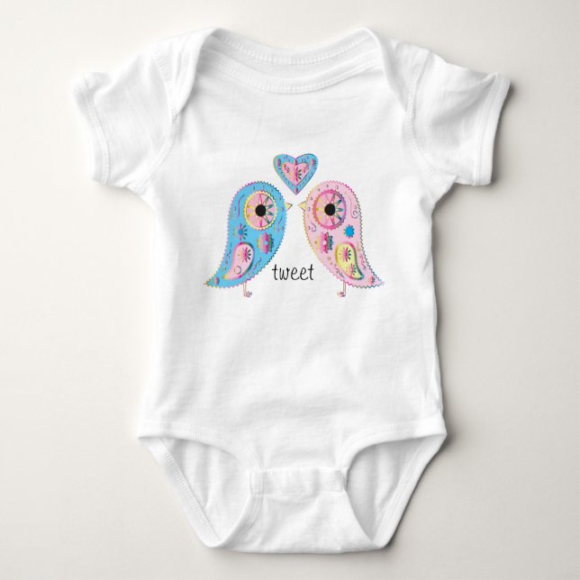 Body Para Bebê Paisley Birds (Frente)