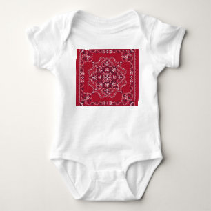 Body Para Bebê Paisley, crânios, bandana, design quadrado.
