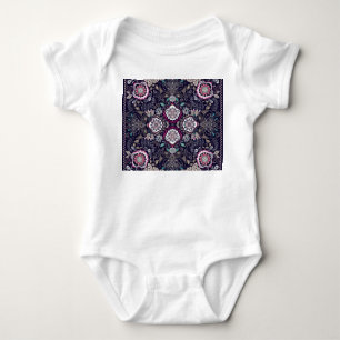 Body Para Bebê Paisley floral, design de bolso quadrado.