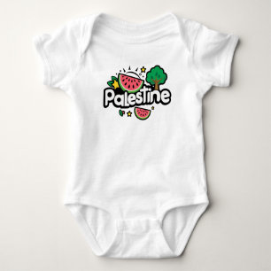 Body Para Bebê Palavra de Cuta Palestina cercada por melancia