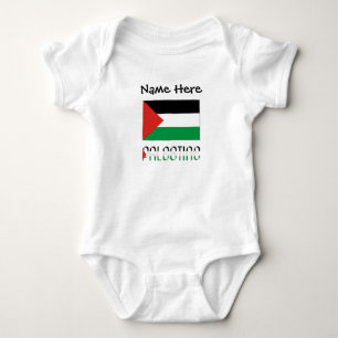 Body Para Bebê Palestina e Bandeira Palestina com o Seu Nome