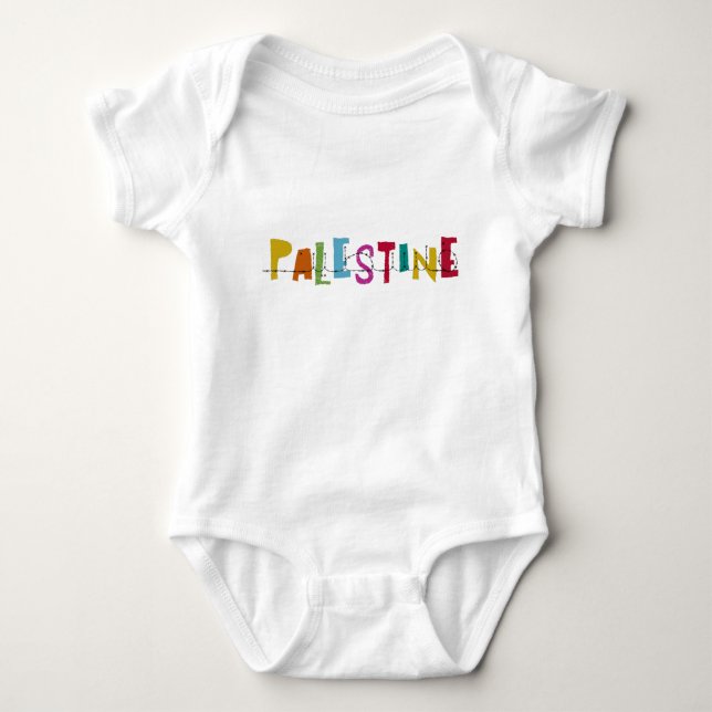 Body Para Bebê PALESTINA Nome Árabe Colorido  (Frente)