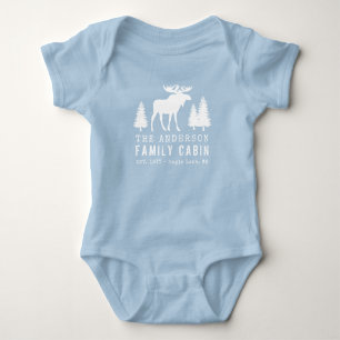 Body Para Bebê Palha de Cabina Rústica Moose Árvore Silhouette
