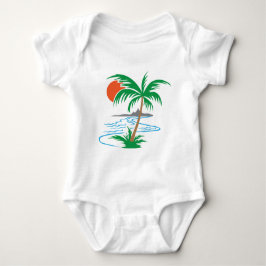 Body Para Bebê Palm Tree by the River | Tropical Sunset Art
