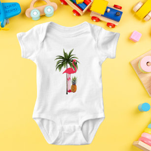 Body Para Bebê Palm Tree, Pink Flamingo, Pineapple Baby Bodysuit