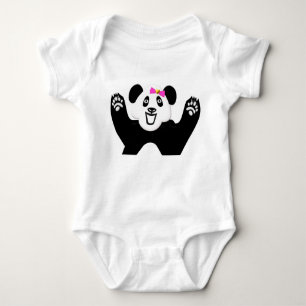 Body Para Bebê Panda Adorável com Arco Rosa