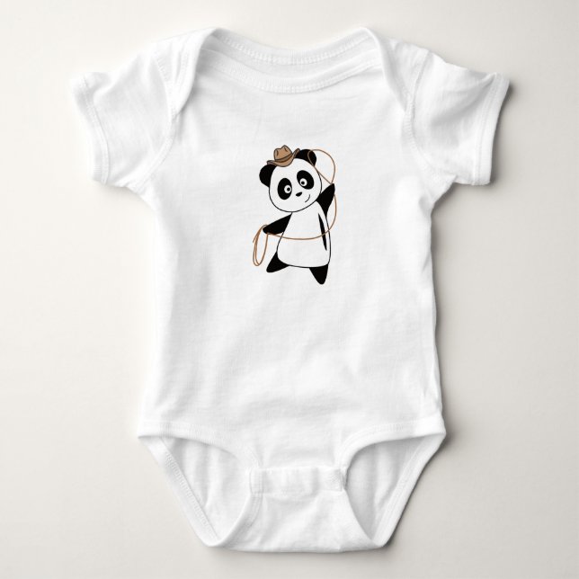 Body Para Bebê Panda Caubói Ocidental Animais Fofos Para Crianças (Frente)