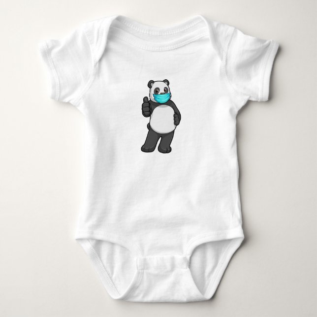 Body Para Bebê Panda com máscara de rosto (Frente)