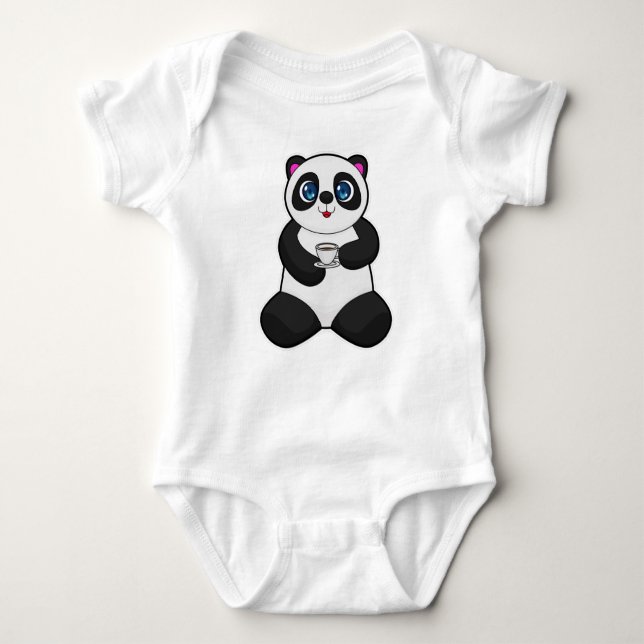 Body Para Bebê Panda com Taça de Café (Frente)