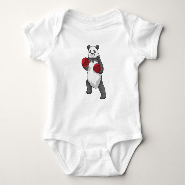 Body Para Bebê Panda como Boxer com luvas "in a box" (Frente)