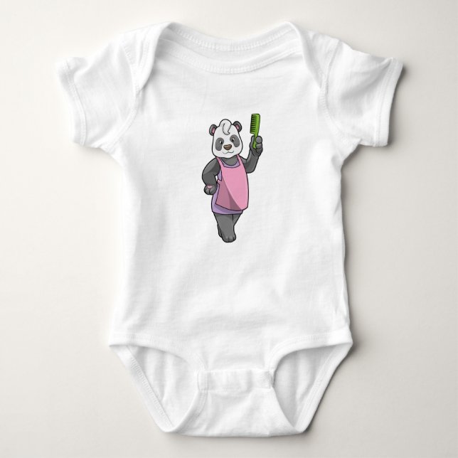 Body Para Bebê Panda como cabeleireiro com Comb (Frente)