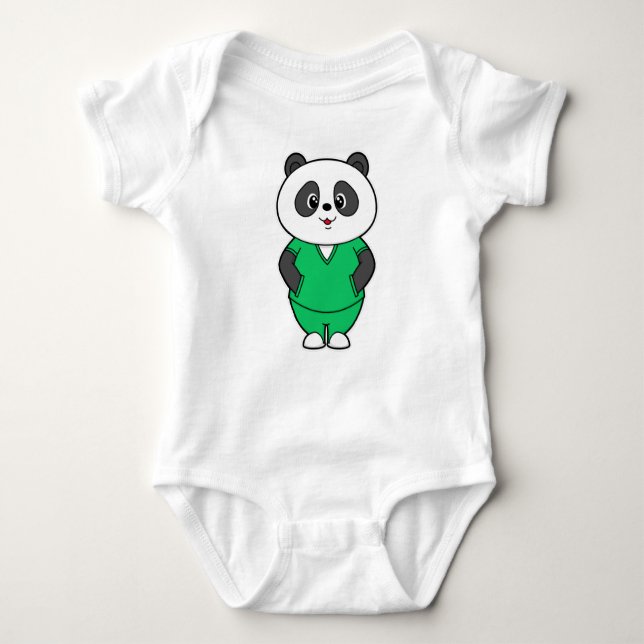 Body Para Bebê Panda como enfermeira com Smock (Frente)