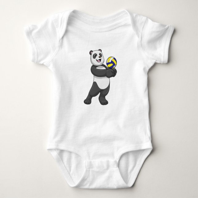 Body Para Bebê Panda como jogador de voleibol (Frente)