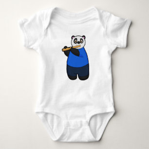 Body Para Bebê Panda como Músico com Flute