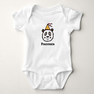 Body Para Bebê Panda do Partido Personalizado vestindo um Chapéu 