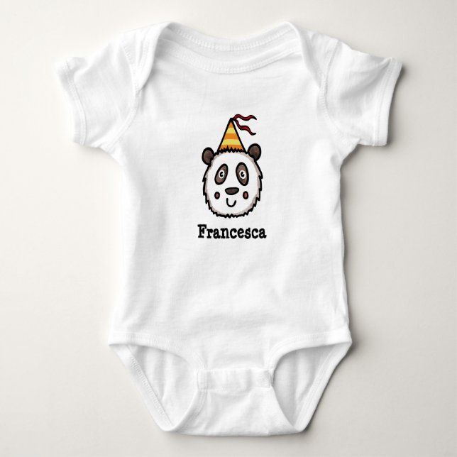 Body Para Bebê Panda do Partido Personalizado vestindo um Chapéu  (Frente)